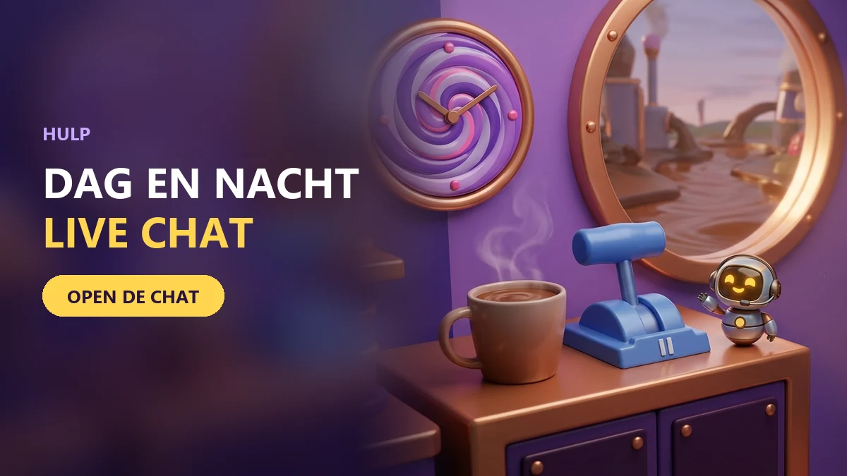 klein robotje in een controlekamer voor de live chat en hulp bij chocospin
